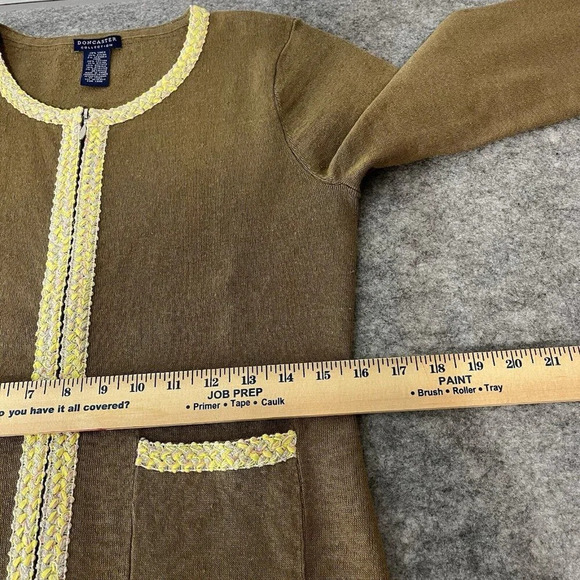 Doncaster Collection Linen Blend Cardigan Sweater Womens S Zip Metallic Trim - Picture 10 of 12